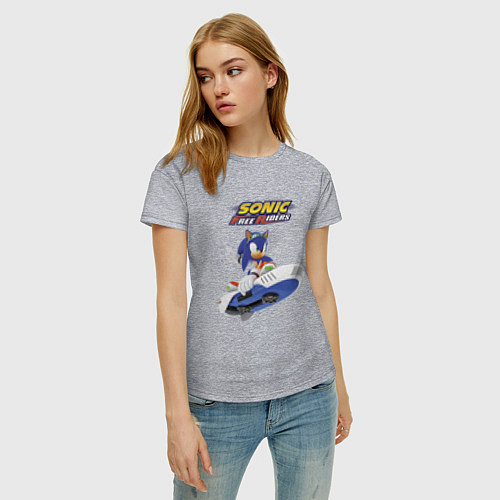 Женская футболка Sonic Free Riders Hedgehog Racer / Меланж – фото 3