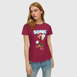 Футболка хлопковая женская Knuckles Echidna Sonic Video game Ехидна Наклз Вид, цвет: маджента — фото 2