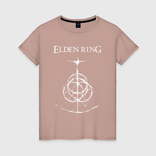 Женская футболка КОЛЬЦА ЭЛДЕНА БЕЛЫЕ ELDEN RING / Пыльно-розовый – фото 1