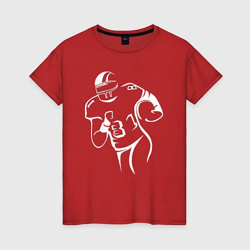 Женская футболка Игрок в американский футбол / Красный – фото 1