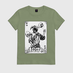 Футболка хлопковая женская Joker Skull Card, цвет: авокадо