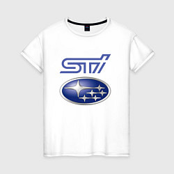 Футболка хлопковая женская SUBARU STI FS, цвет: белый