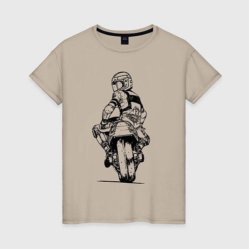 Женская футболка Крутой мотоциклист / Миндальный – фото 1