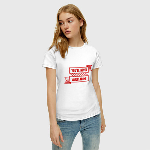 Женская футболка Never Walk Alone - Liverpool / Белый – фото 3