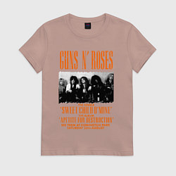 Футболка хлопковая женская GUNS-N-ROSES АФИША, цвет: пыльно-розовый