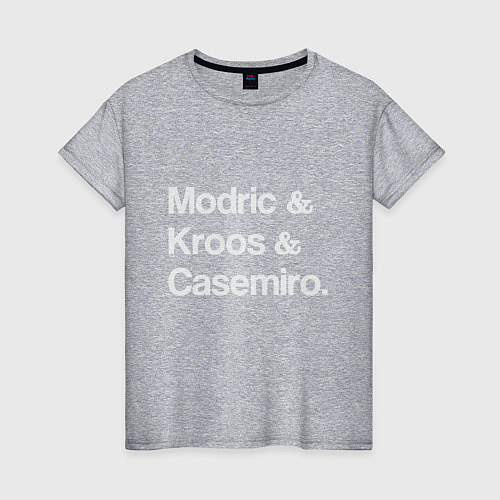Женская футболка Модрич, Кроос, Каземиро / Меланж – фото 1