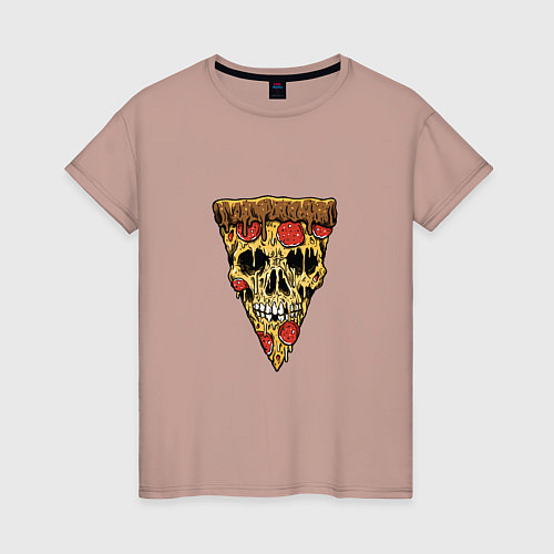 Женская футболка Pizza - Skull / Пыльно-розовый – фото 1