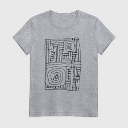 Футболка хлопковая женская Абстрактный рисунок черным маркером, цвет: меланж