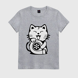 Футболка хлопковая женская JDM Cat & Engine Japan, цвет: меланж