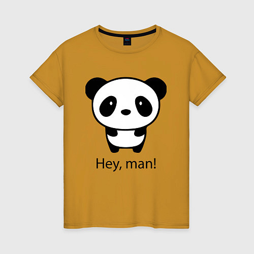 Женская футболка Эй, чувак! Панда Hey, man! Panda / Горчичный – фото 1