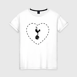 Футболка хлопковая женская Лого Tottenham в сердечке, цвет: белый