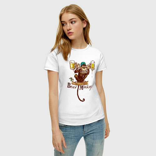 Женская футболка Пивная обезьяна / Белый – фото 3