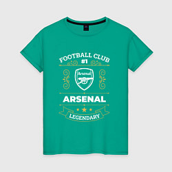 Футболка хлопковая женская Arsenal: Football Club Number 1, цвет: зеленый