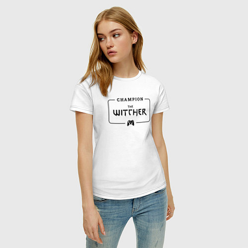 Женская футболка The Witcher Gaming Champion: рамка с лого и джойст / Белый – фото 3