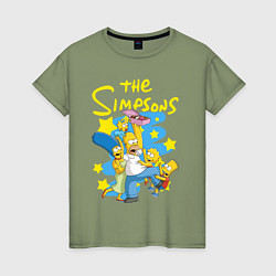 Футболка хлопковая женская The SimpsonsСемейка Симпсонов, цвет: авокадо