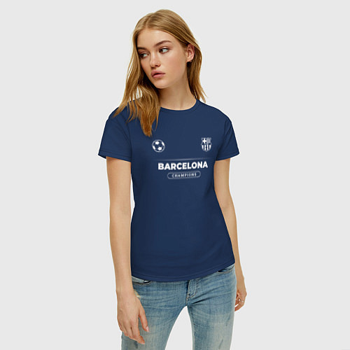 Женская футболка Barcelona Форма Чемпионов / Тёмно-синий – фото 3