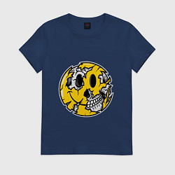 Футболка хлопковая женская Smile Skull, цвет: тёмно-синий