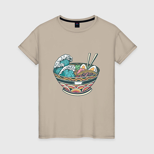 Женская футболка Great Wave Ramen Большая Волна Рамен / Миндальный – фото 1