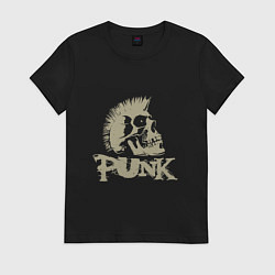 Футболка хлопковая женская Punk Skull, цвет: черный