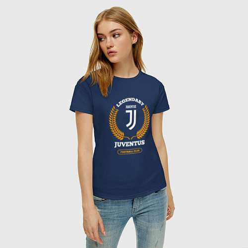 Женская футболка Лого Juventus и надпись Legendary Football Club / Тёмно-синий – фото 3