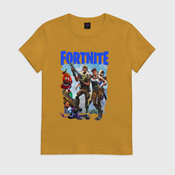 Футболка хлопковая женская FORTNITE ПЕРСОНАЖИ ИГРЫ, цвет: горчичный