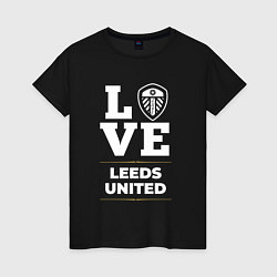 Футболка хлопковая женская Leeds United Love Classic, цвет: черный