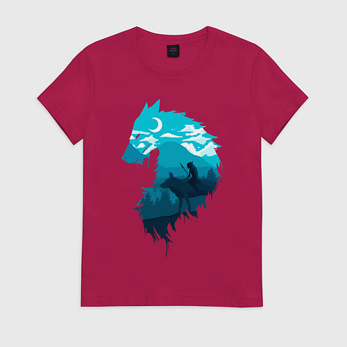 Женская футболка Принцесса Мононоке волчий силуэт / Маджента – фото 1