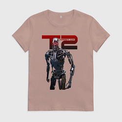 Футболка хлопковая женская Terminator 2 - T800, цвет: пыльно-розовый