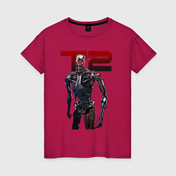 Футболка хлопковая женская Terminator 2 - T800, цвет: маджента