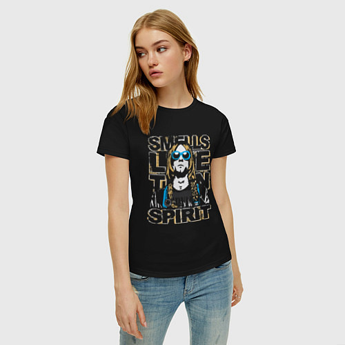 Женская футболка Kurt Cobain Smells Like Teen Spirit / Черный – фото 3