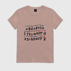 Футболка хлопковая женская STRANGER THINGS ALPHABET, цвет: пыльно-розовый