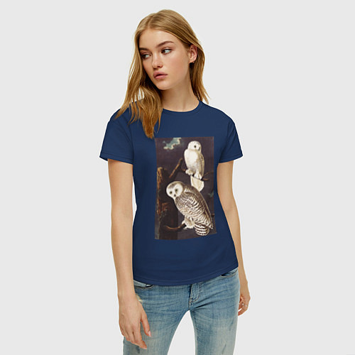 Женская футболка Snowy Owl Сова / Тёмно-синий – фото 3