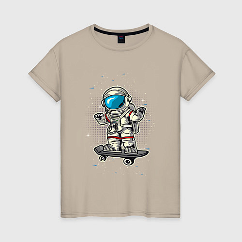 Женская футболка Космонавт на скейте / Миндальный – фото 1