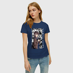 Футболка хлопковая женская КОМИ-САН У КОМИ ПРОБЛЕМЫ С ОБЩЕНИЕМ, цвет: тёмно-синий — фото 2