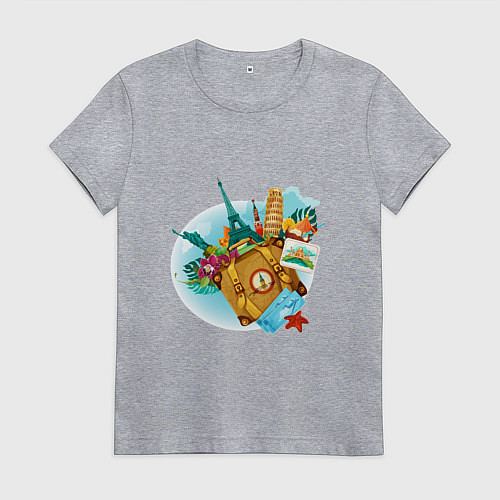 Женская футболка TRAVEL AROUND THE WORLD / Меланж – фото 1