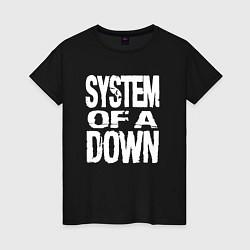 Футболка хлопковая женская System of a Down логотип, цвет: черный