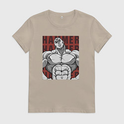 Футболка хлопковая женская Джек Хаммер, цвет: миндальный