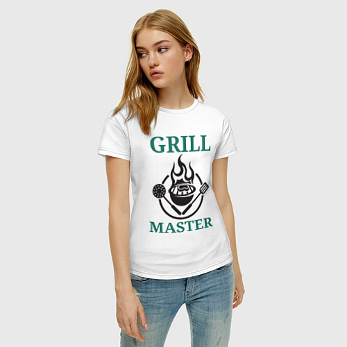 Женская футболка Гриль мастер текст Grill master / Белый – фото 3