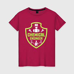 Футболка хлопковая женская Инженер-химик, цвет: маджента