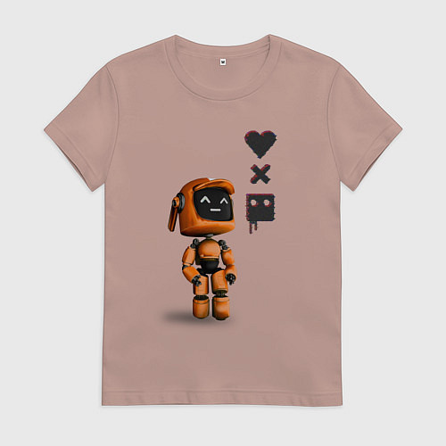 Женская футболка Оранжевый робот с логотипом LDR / Пыльно-розовый – фото 1