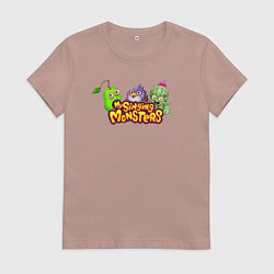 Футболка хлопковая женская My Singings Monsters Logo, цвет: пыльно-розовый