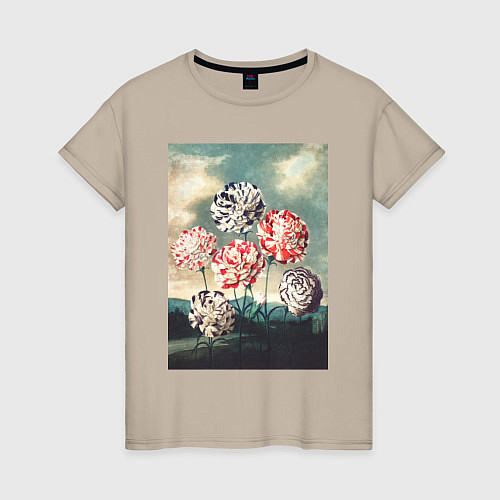 Женская футболка A Group of Carnations Гвоздики / Миндальный – фото 1