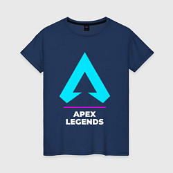 Футболка хлопковая женская Символ Apex Legends в неоновых цветах, цвет: тёмно-синий