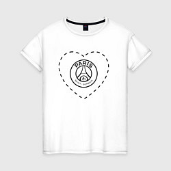 Футболка хлопковая женская Лого PSG в сердечке, цвет: белый
