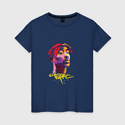 Футболка хлопковая женская Tupac Color, цвет: тёмно-синий