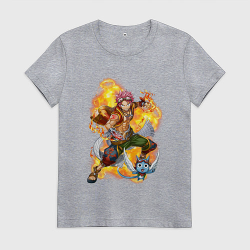 Женская футболка Нацу Драгнил и Хеппи / Меланж – фото 1