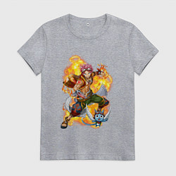 Футболка хлопковая женская Нацу Драгнил и Хеппи, цвет: меланж