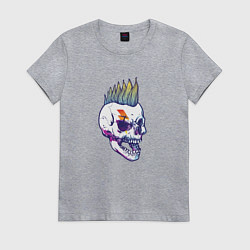 Футболка хлопковая женская Панк с молнией, цвет: меланж
