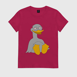 Футболка хлопковая женская Два весёлых гуся СЕРЫЙ, цвет: маджента