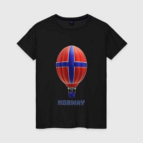 Женская футболка 3d aerostat Norway flag / Черный – фото 1